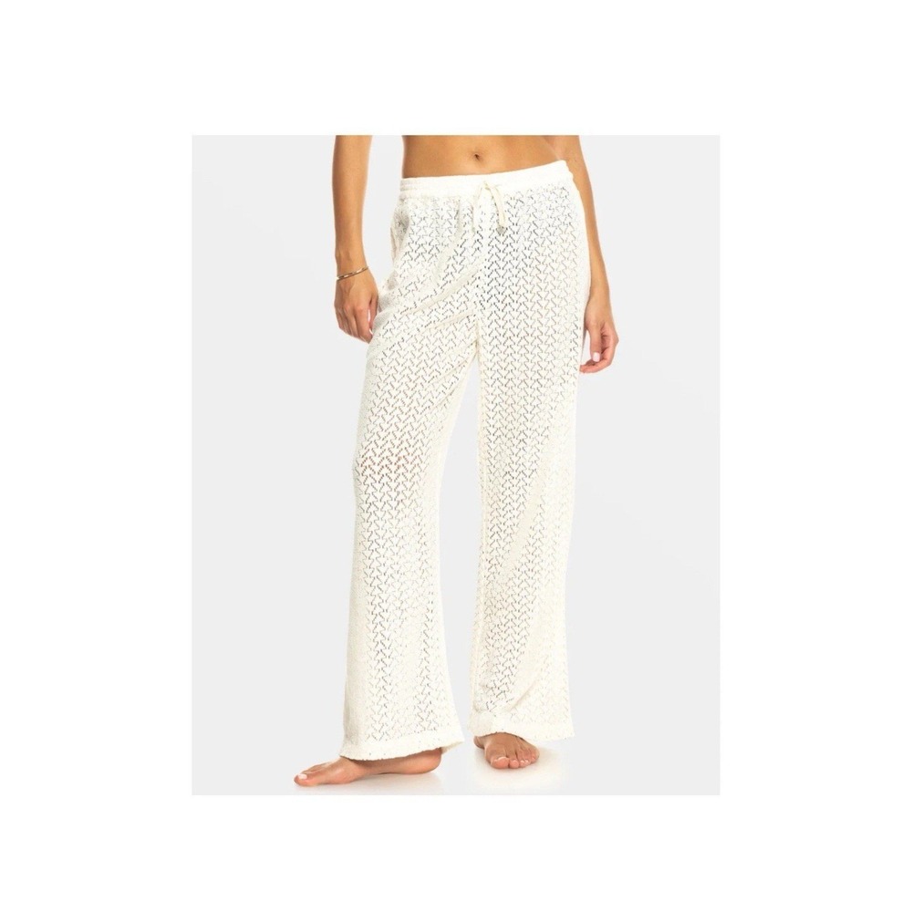ROXY NWT Swimsuit Cover Knit Wide Leg Lounge Pants Cream Size M